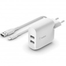 Зарядний пристрій Belkin Home Charger 24W DUAL USB 2.4A, Lightning 1m, white (WCD001VF1MWH)