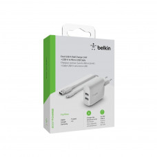 Зарядний пристрій Belkin Home Charger (24W) DUAL USB 2.4A, MicroUSB 1m, white (WCE002VF1MWH)