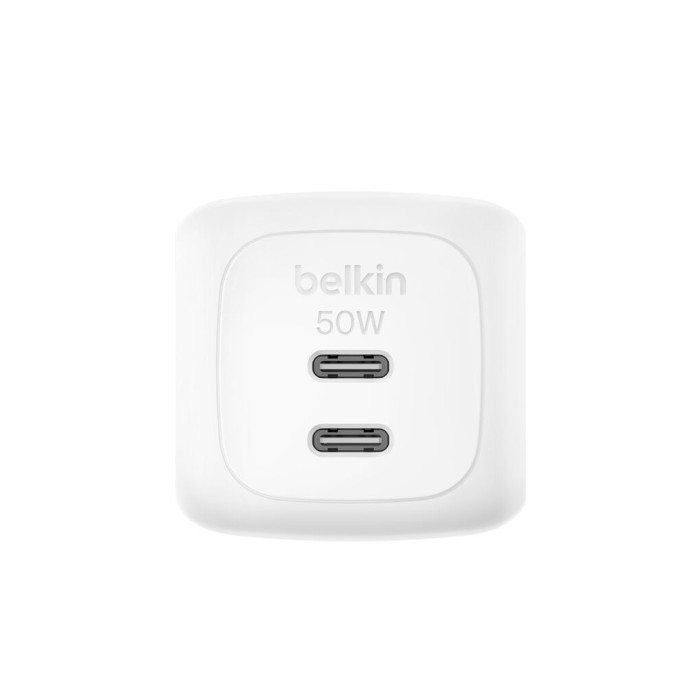 Зарядний пристрій Belkin 2xUSB-C PD50W GaN PPS white (WCH019KQWH)