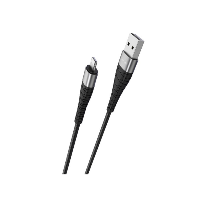 Дата кабель USB 2.0 AM to Lightning 1.0m 2.4A nylon BX32 black BOROFONE (6931474710413)