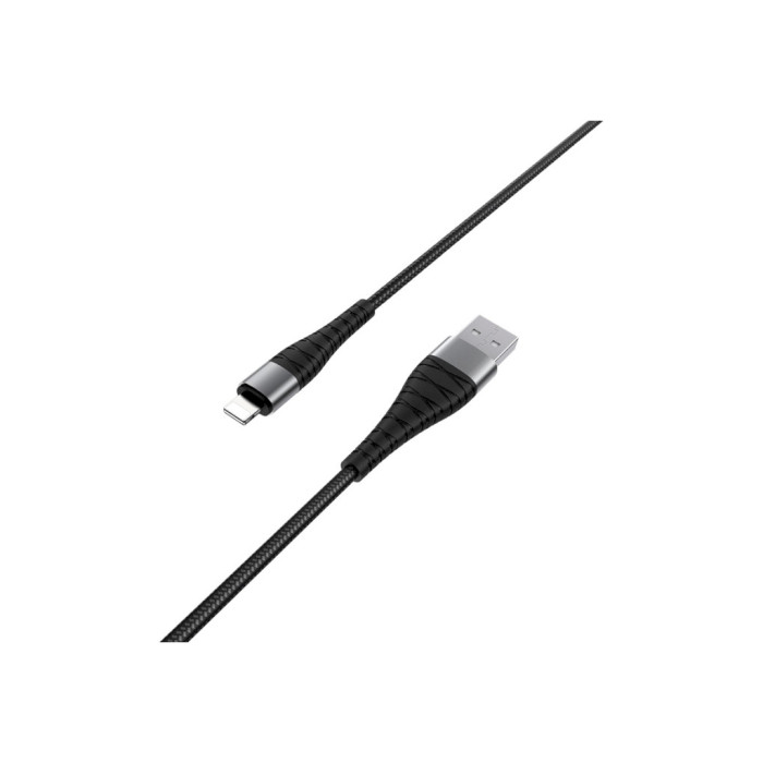 Дата кабель USB 2.0 AM to Lightning 1.0m 2.4A nylon BX32 black BOROFONE (6931474710413)