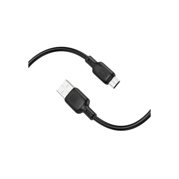 Дата кабель USB 2.0 AM to Micro 5P 2.0m Lenny silicone BX113 black BOROFONE (6941991115493)