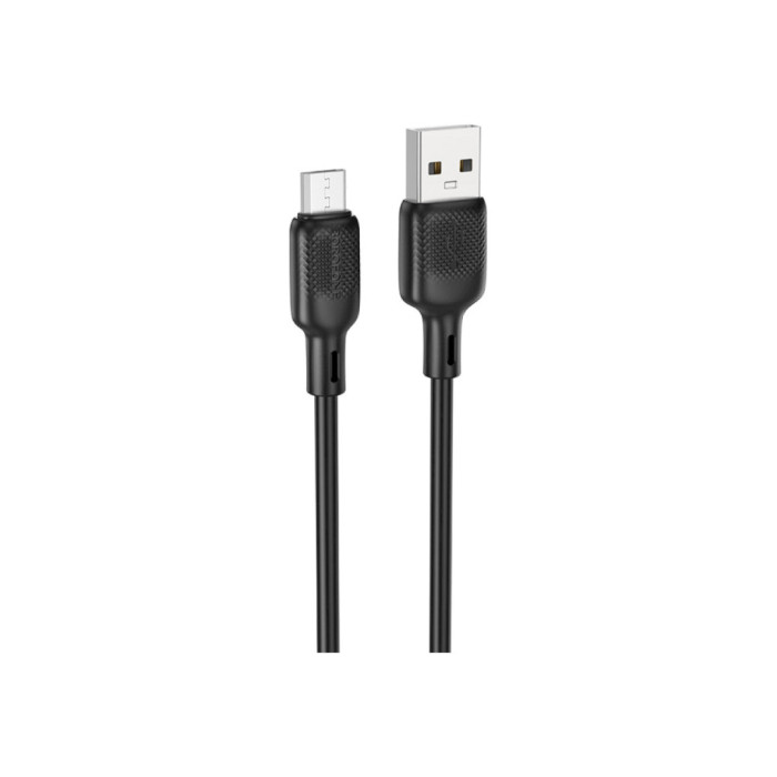 Дата кабель USB 2.0 AM to Micro 5P 3.0m Lenny silicone BX113 black BOROFONE (6941991115547)