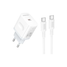 Зарядний пристрій BOROFONE USB-C PD20W + cable USB-C to USB-C white (6941991121371)