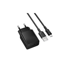 Зарядний пристрій BOROFONE BAS71A USB + cable USB to Micro 5P 2.1A black (6941991122590)