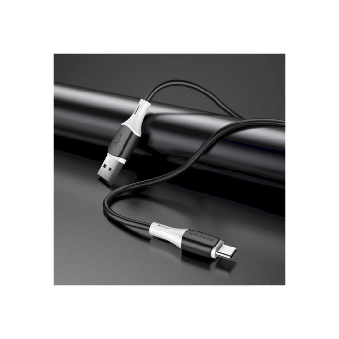 Дата кабель USB 2.0 AM to USB-C 1.0m 3A silicone BX79 black BOROFONE (6974443384789)