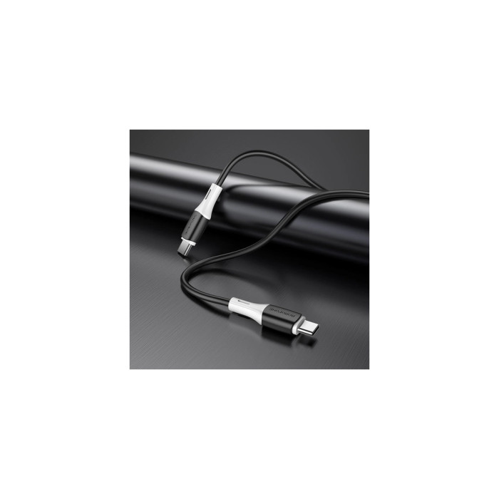 Дата кабель USB-C to USB-C 1.0m 3A 60W silicone black BOROFONE (6974443384802)