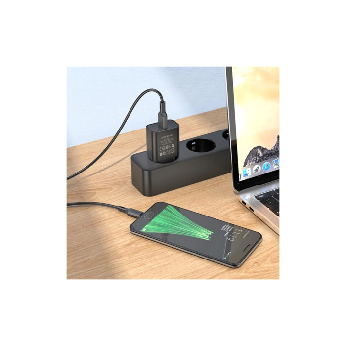 Зарядний пристрій BOROFONE BA72A USB QC3.0 black (6974443388541)