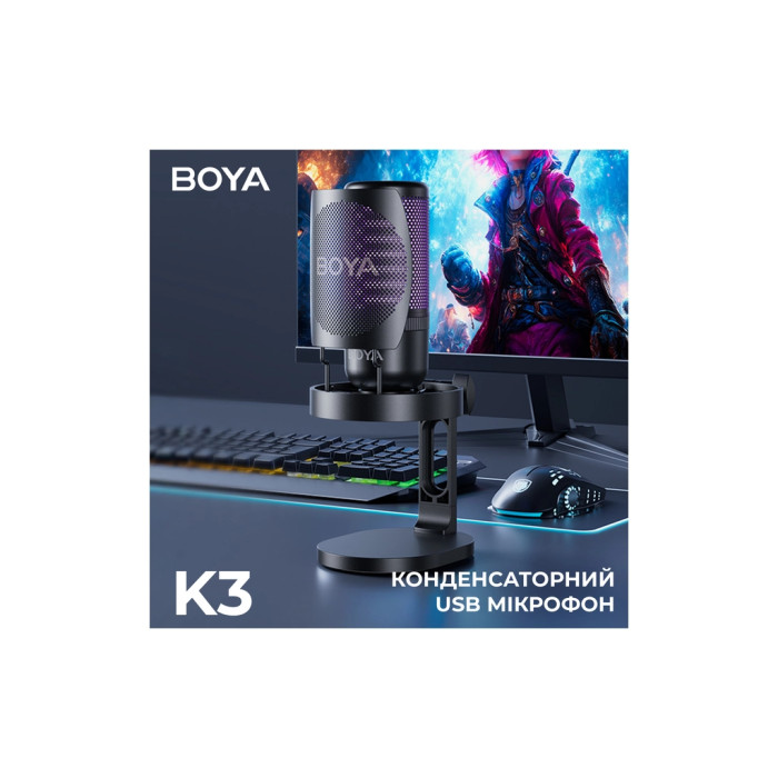 Мікрофон Boya K3-02 RGB Type-C/3,5 мм Black (BOYA K3-02)