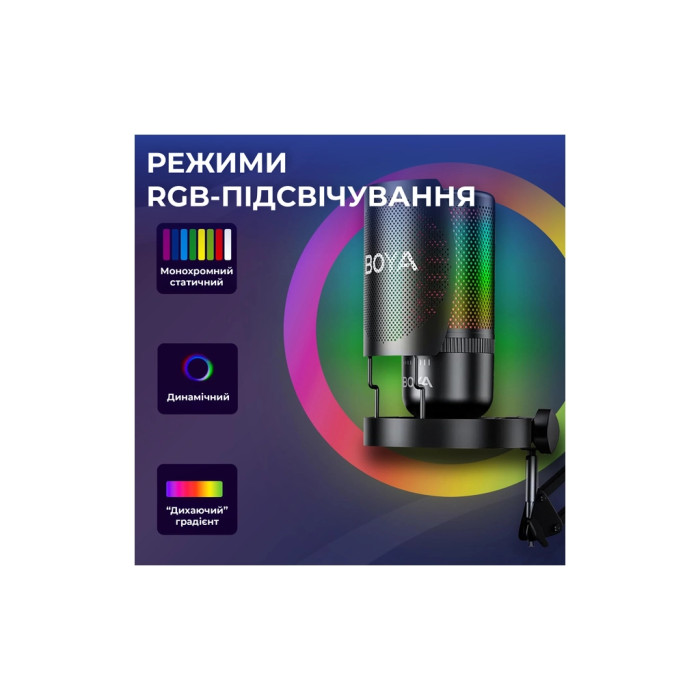 Мікрофон Boya K3-02 RGB Type-C/3,5 мм Black (BOYA K3-02)