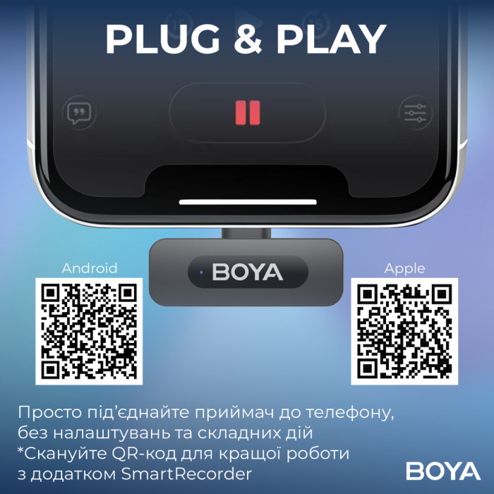 Мікрофон Boya BY-V30 Type-C Black (BY-V30)