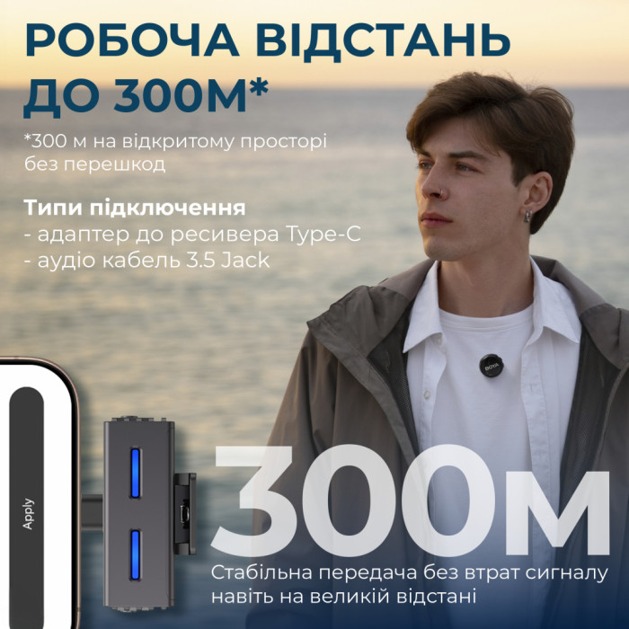 Мікрофон Boya LINK 3-02 Type-C/TRS Black (LINK 3-02)