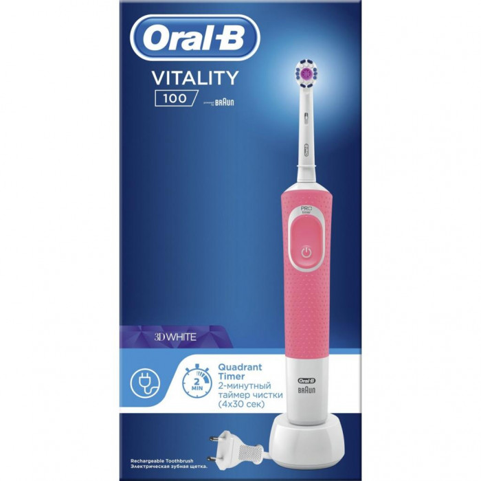 Електрична зубна щітка Braun D100.413.1 (Oral-B Vitality PRO 3D White Pink)