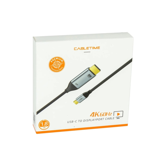 Кабель мультимедійний USB-C to DisplayPort M 1.8m V1.2 4K Cabletime (CA913305)