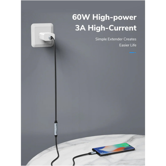 Дата кабель USB-C M/F 0.5m 5Gbps 60W 4K60Hz Cabletime (CA913664)