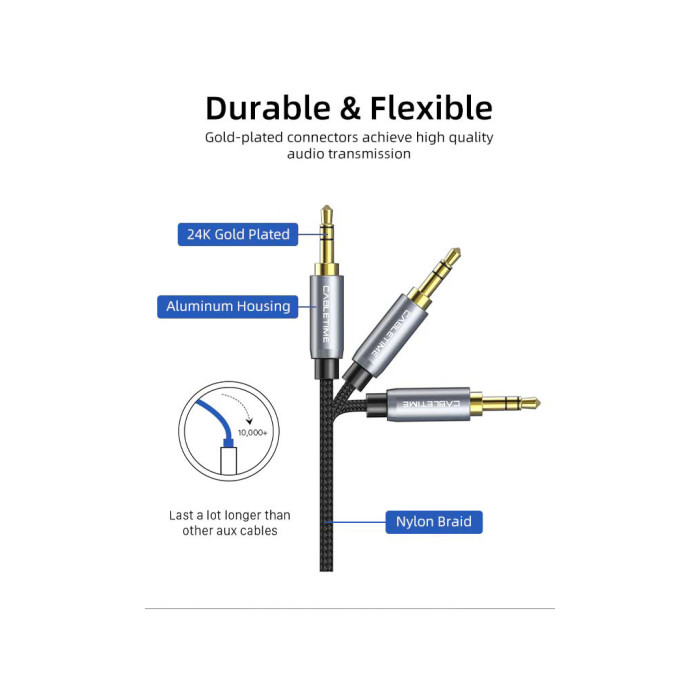 Кабель мультимедійний 3.5mm M to 3.5mm F 3.0m Cabletime (CA915255)