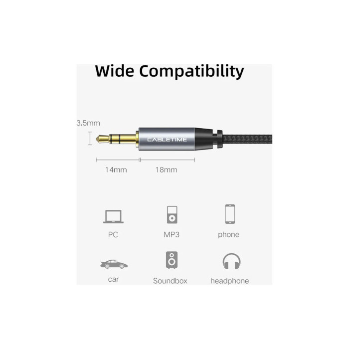 Кабель мультимедійний 3.5mm M to 3.5mm M 1.8m Cabletime (CA915262)