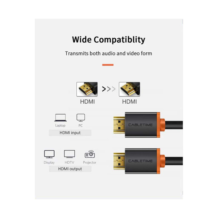 Кабель мультимедійний HDMI M to HDMI M 5.0m V2.0 4K60Hz Cabletime (CA915309)