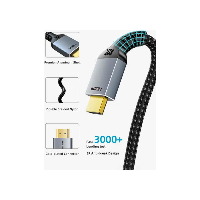 Кабель мультимедійний HDMI M to HDMI M 1.0m V2.1 8K60Hz Cabletime (CA915835)