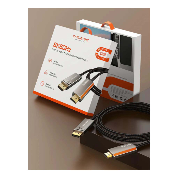 Кабель мультимедійний DisplayPort M to HDMI M 8K60Hz Cabletime (CA916405)