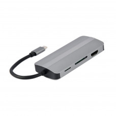 Концентратор Cablexpert USB-C 8-in-1 (USB hub 3.0/HDMI//VGA/PD/CR/stereo audio) (A-CM-COMBO8-02)