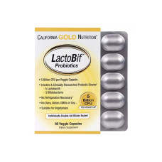 Пробіотики California Gold Nutrition Пробіотик LactoBif, Probiotics, 5 млрд КУО, 60 овочевих капс (CGN-00963)