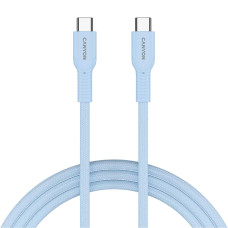 Дата кабель USB-C to USB-C 1.0m OnWire 60CL C-C 60W COLOR Braided 1m Light Blue Canyon (CND-CCAP60AB10LBL)