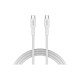 Дата кабель USB-C to USB-C 1.0m OnWire 60CL C-C 60W COLOR Braided 1m White Canyon (CND-CCAP60AB10W)