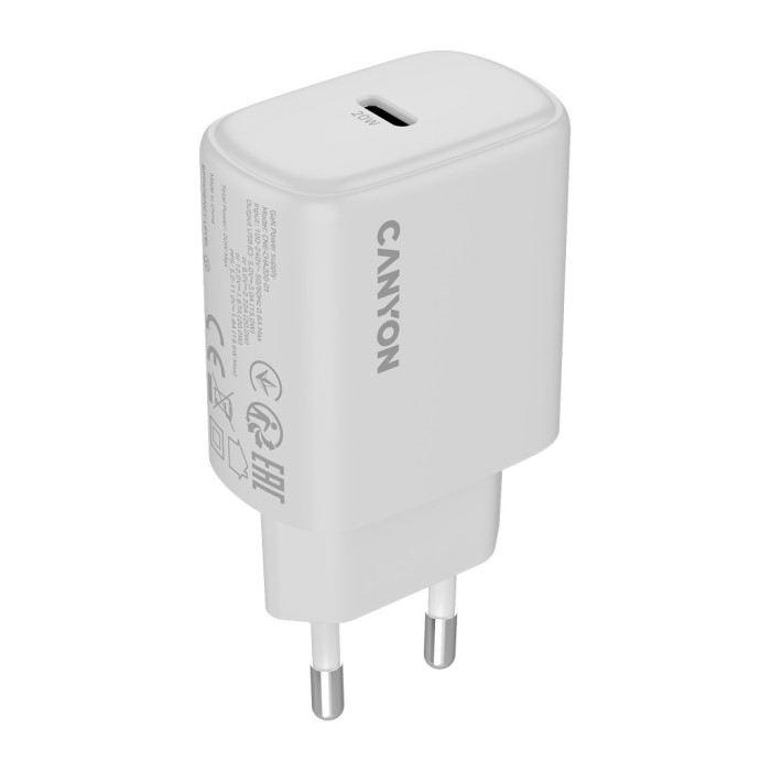Зарядний пристрій Canyon OnCharge 200 20W 1xPD EU White (CNE-CHA200-01)