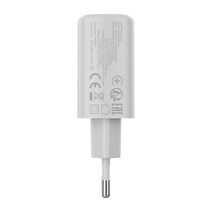 Зарядний пристрій Canyon OnCharge 200 20W 1xPD 1xQC EU White (CNE-CHA200-21)
