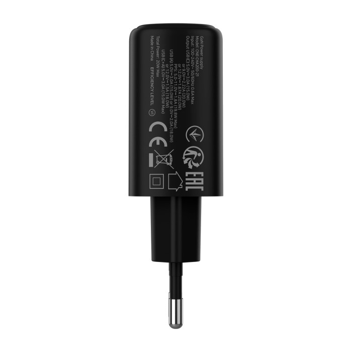 Зарядний пристрій Canyon OnCharge 200 20W 1xPD 1xQC EU Black (CNE-CHA200-31)