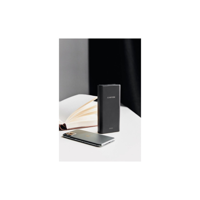Батарея універсальна Canyon 20000mAh, Input 5V/2A, Output 5V/2.1A(Max), Black (CNE-CPB2001B)
