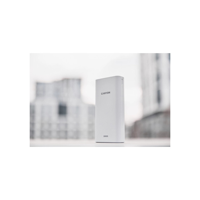Батарея універсальна Canyon 20000mAh, Input 5V/2A, Output 5V/2.1A(Max), White (CNE-CPB2001W)