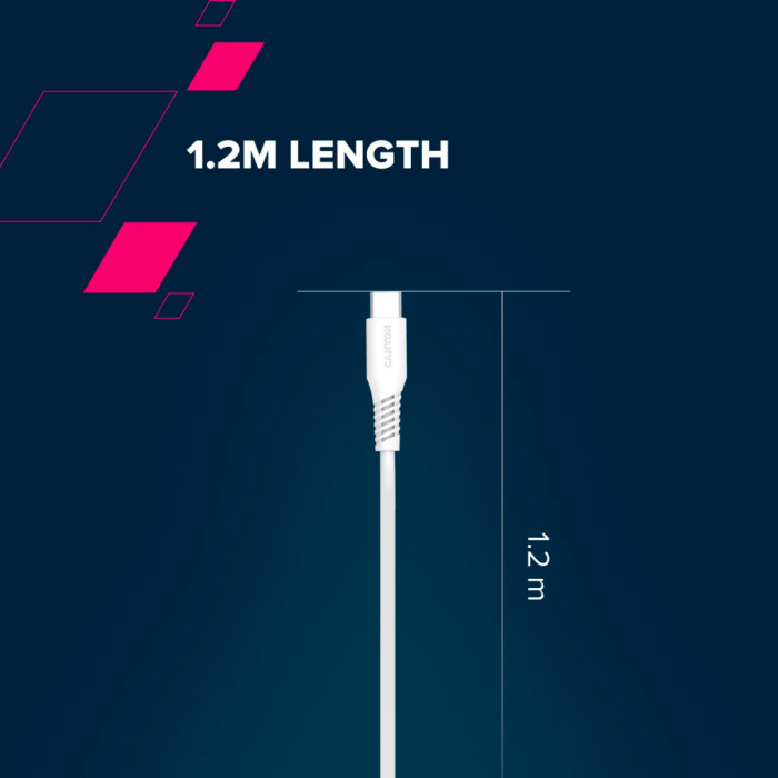 Дата кабель USB 2.0 AM to USB-C 1.2m 18W White Canyon (CNS-AC18SC12W)