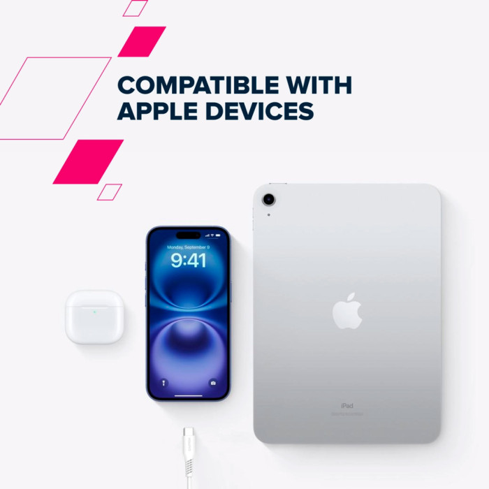 Дата кабель USB 2.0 AM to USB-C 1.2m 18W White Canyon (CNS-AC18SC12W)