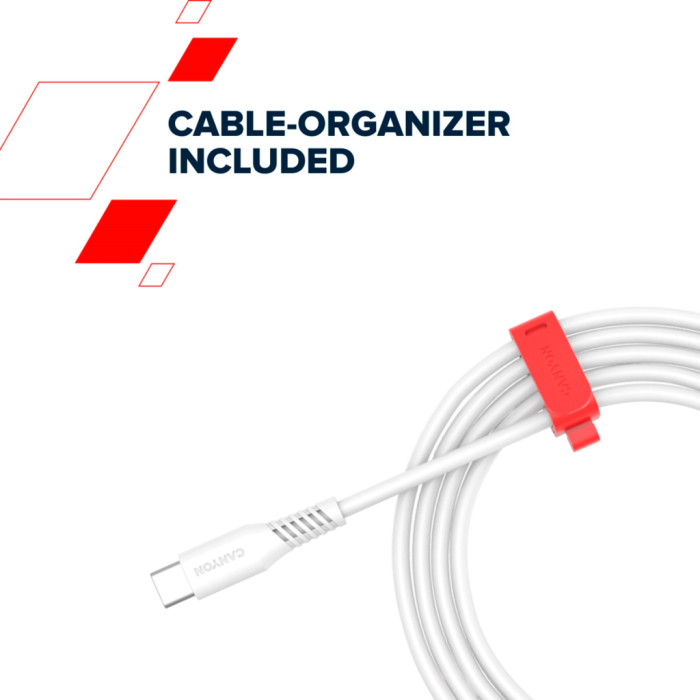 Дата кабель USB-C to USB-C 1.2m CC100SC 100W White Canyon (CNS-CC100SC12W)