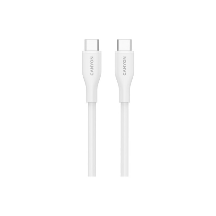 Дата кабель USB-C to USB-C 1.0m CC60SC10 60W Silicon White Canyon (CNS-CC60SC10W)
