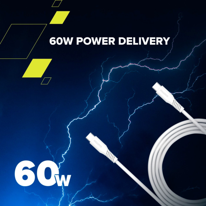 Дата кабель USB-C to USB-C 2.0m CC60SC 60W White Canyon (CNS-CC60SC20W)