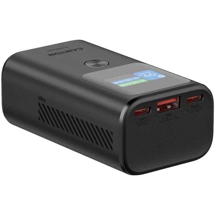 Батарея універсальна Canyon 10000mAh OnPower 130 TFT PD/30W Dark Grey (CNS-CPB130DG)