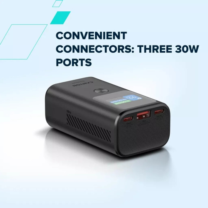 Батарея універсальна Canyon 10000mAh OnPower 130 TFT PD/30W Dark Grey (CNS-CPB130DG)