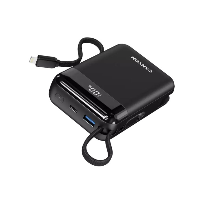 Батарея універсальна Canyon 20000mAh OnPower 204 PD/20W Built-in Lightning Cable (CNS-CPB204B)