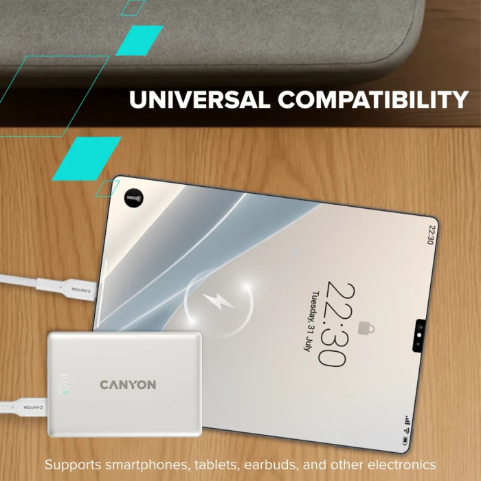 Батарея універсальна Canyon 5000mAh OnPower 500 PD20W Magnetic wireless MagSafe Grey (CNS-CPB500G)