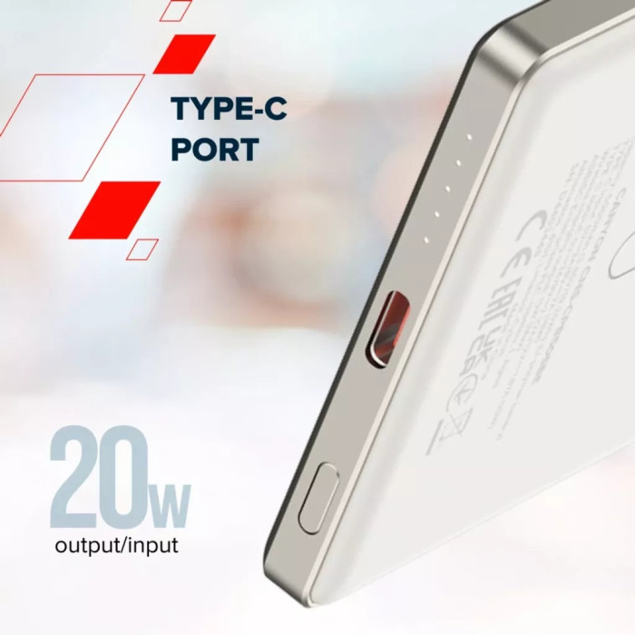 Батарея універсальна Canyon 5000mAh OnPower 505 slim Magsafe PD/20W Beige (CNS-CPB505BE)