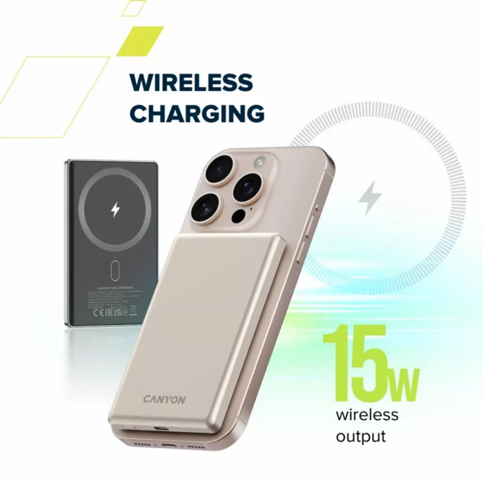 Батарея універсальна Canyon 5000mAh OnPower 505 slim Magsafe PD/20W Dark Grey (CNS-CPB505DG)