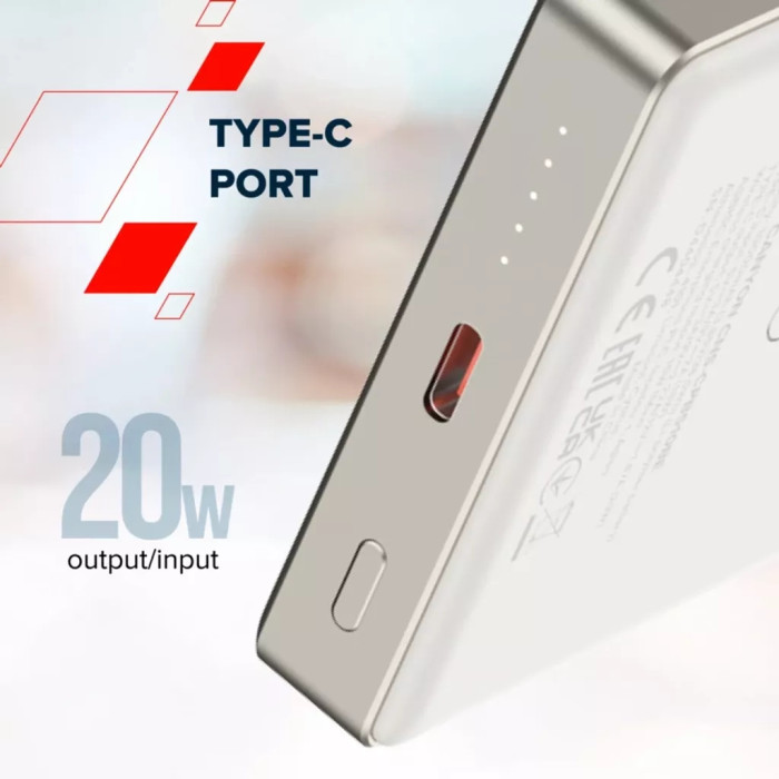 Батарея універсальна Canyon 10000mAh OnPower 510 slim Magsafe PD/20W Beige (CNS-CPB510BE)
