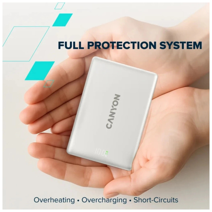 Батарея універсальна Canyon 10000mAh OnPower 511 PD20W Magnetic wireless MagSafe Grey (CNS-CPB511G)