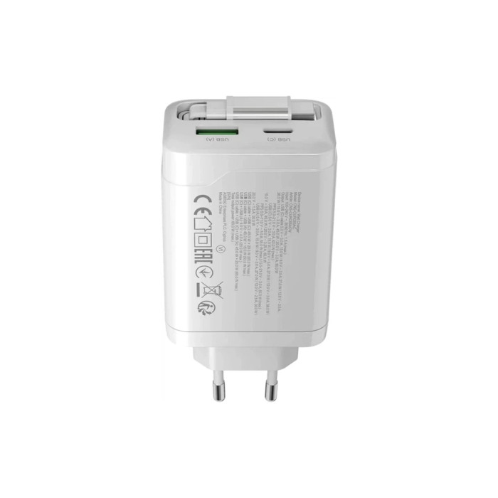 Зарядний пристрій Canyon 1xUSB-C PD65W + 1xUSB QC3.0 + cable USB-C to USB-C white (CNS-CURC65ACW)