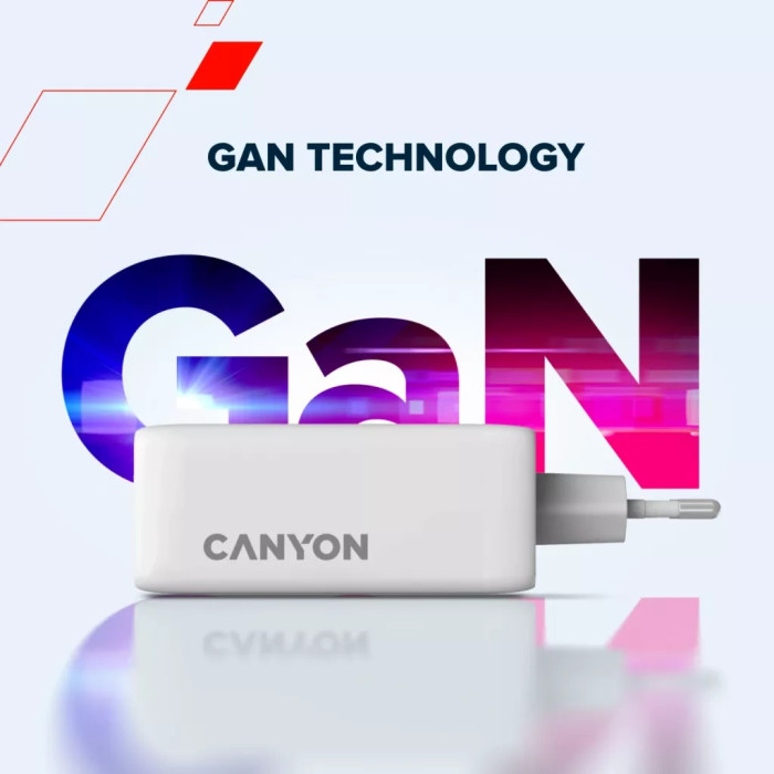 Зарядний пристрій Canyon CU100ACC GaN 100W 3xPD 1xQC EU White (CNS-CUW100ACC)