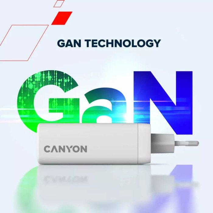 Зарядний пристрій Canyon CU140ACC GaN 150W 3xPD 1xQC EU White (CNS-CUW140ACC)