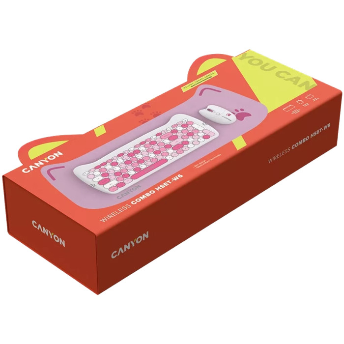 Комплект Canyon HSET-W6 Kitty Edition Wireless UA Pink (CNS-HSETW6PK)